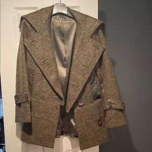 Mackage Olive Peacoat with Leather-Trim Details